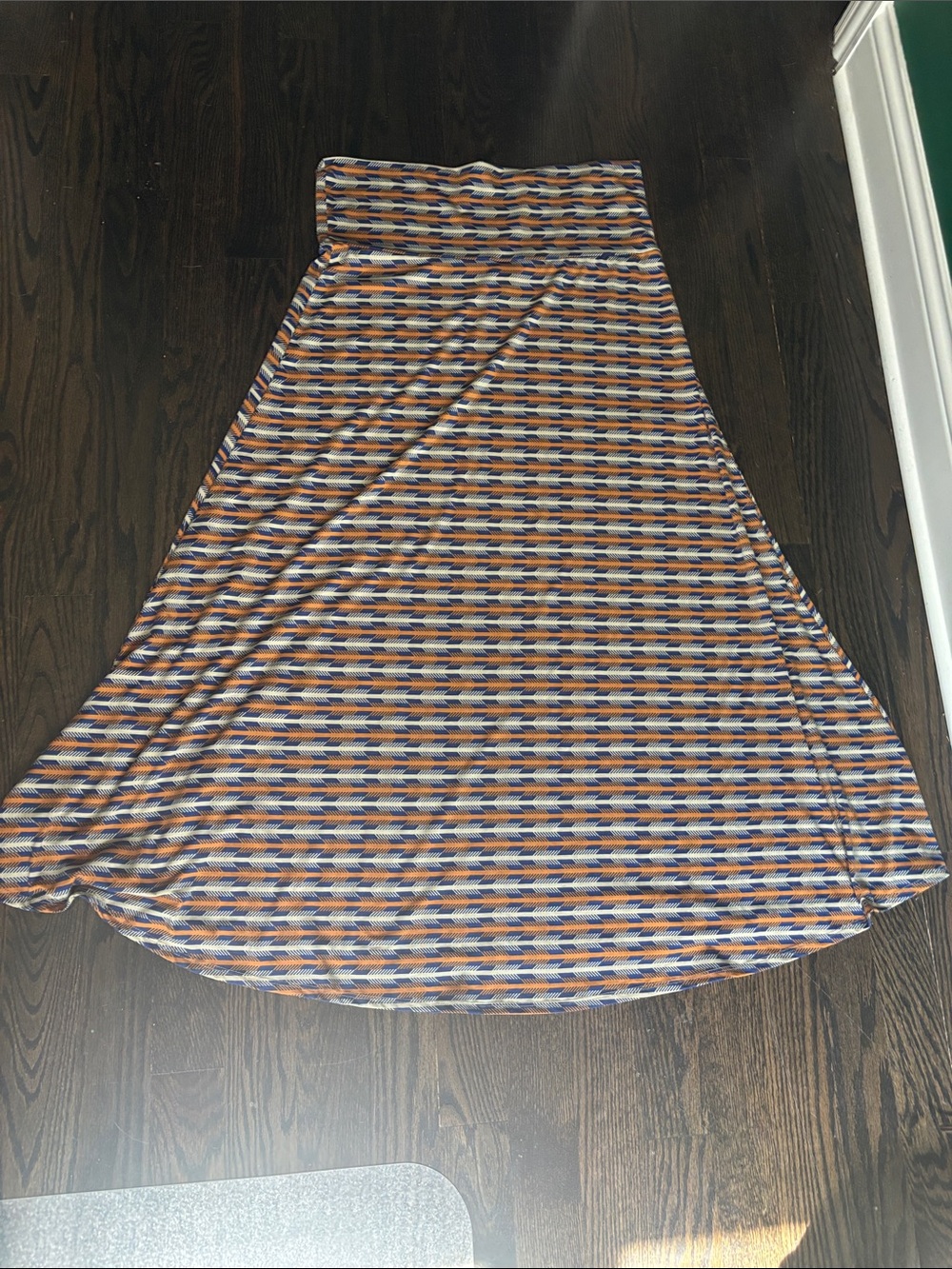 Striped Maxi Skirt in Navy, Orange & White